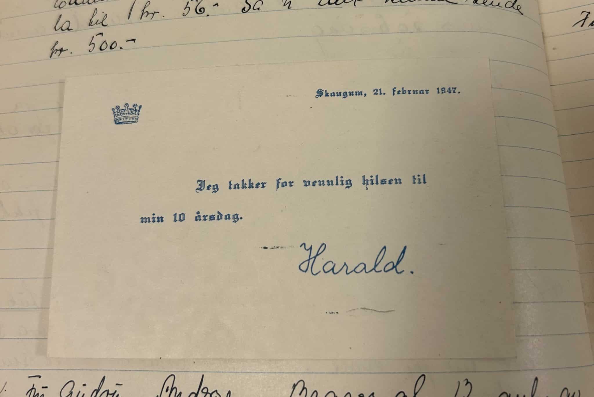 Prins Haralds signatur, 10 år gammel