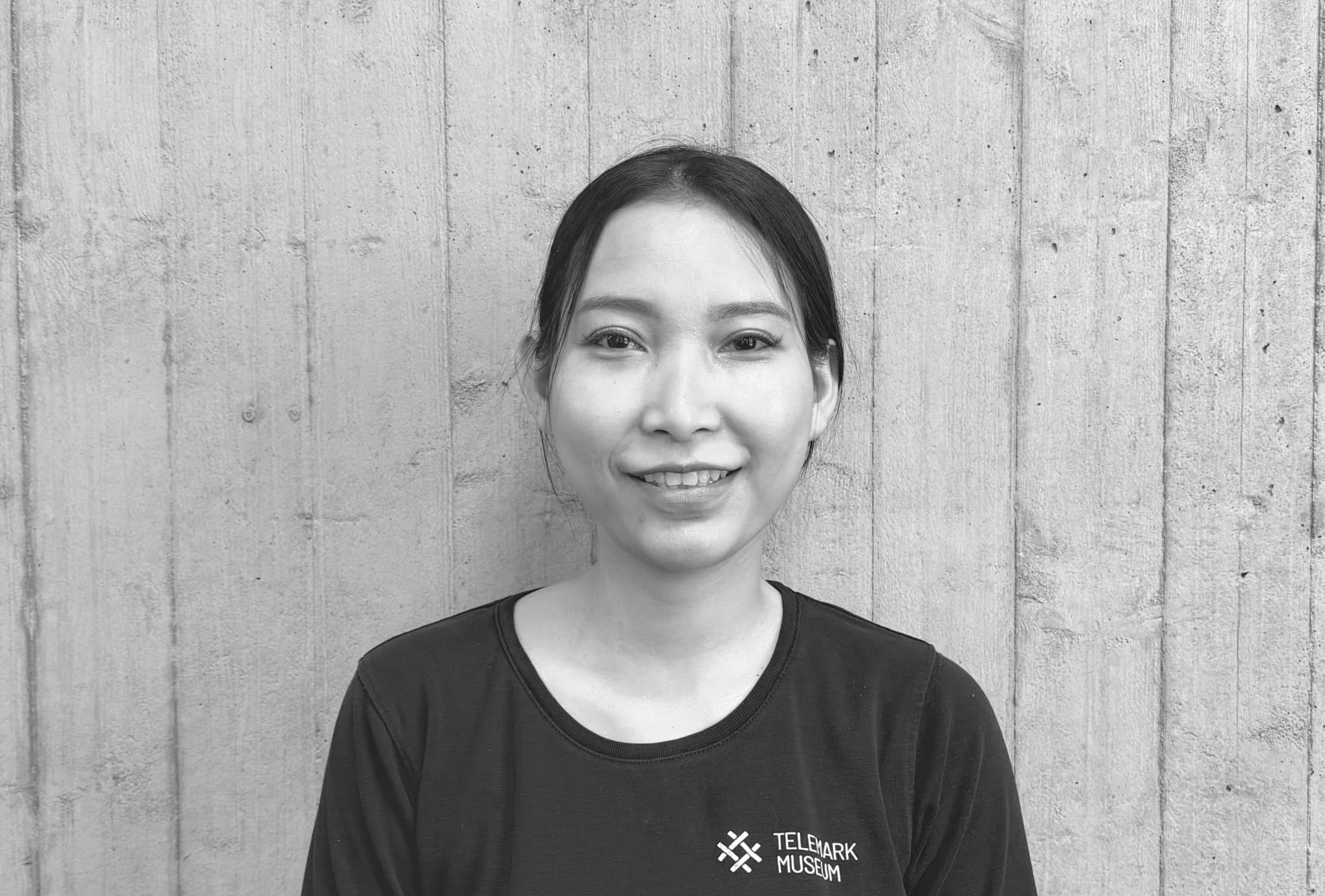 Portrett av Patchara Choochee, sort-hvittbilde