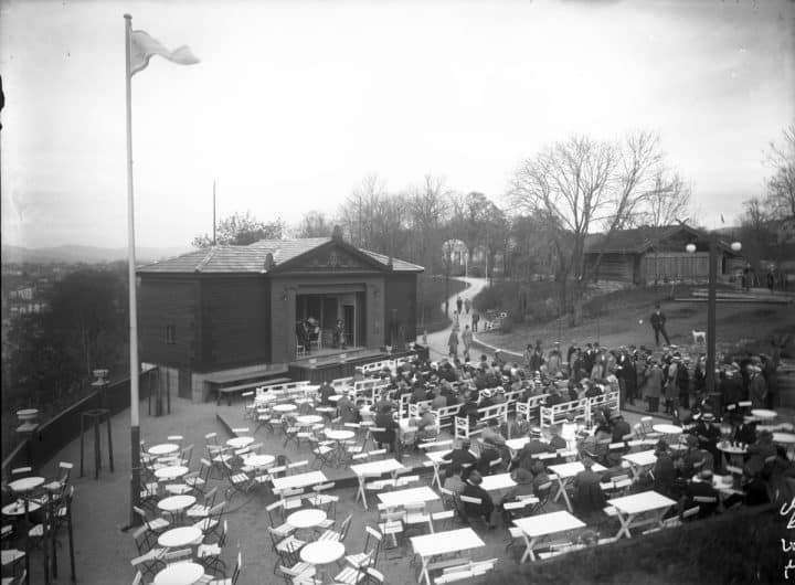 Brekkeparken kafe, sort-hvittbilde fra midten av 1900-tallet